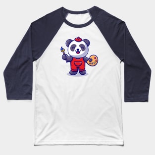 Cute Panda Painting Cartoon Baseball T-Shirt